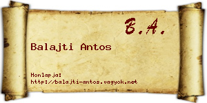 Balajti Antos névjegykártya
